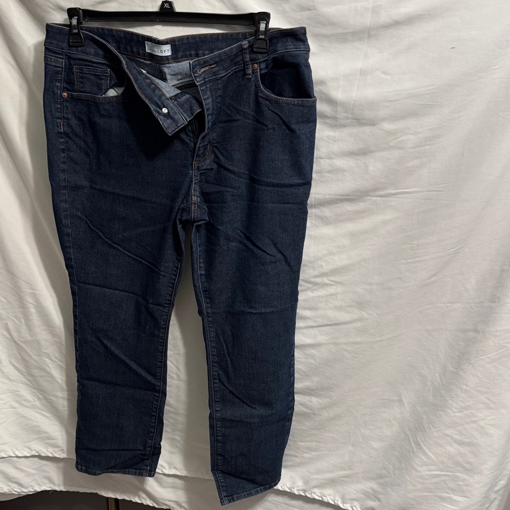 LOFT Women's Classic Navy Curvy Straight Leg Jeans